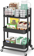 KINGRACK 3 Tier Rolling Cart, Metal Mobile Storage Shelf by KINGRACK