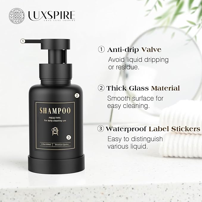 Luxspire Foaming Soap Dispenser, Glass Foam Pump Soap Dispenser, Non-Slip - Image 3