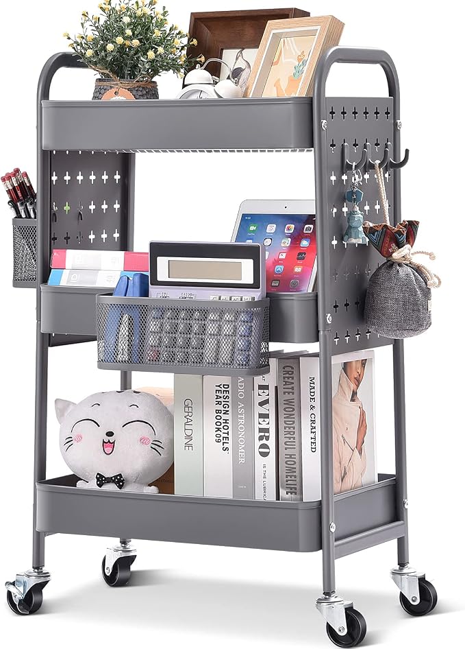 TOOLF 3-Tier Rolling Cart, Metal Utility Storage Cart by TOOLF
