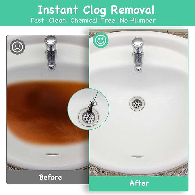 Drain Clog Remover Tool – 30”Anti-break Steel Sink Snake Hair Drain Cleaner Tool - Image 6