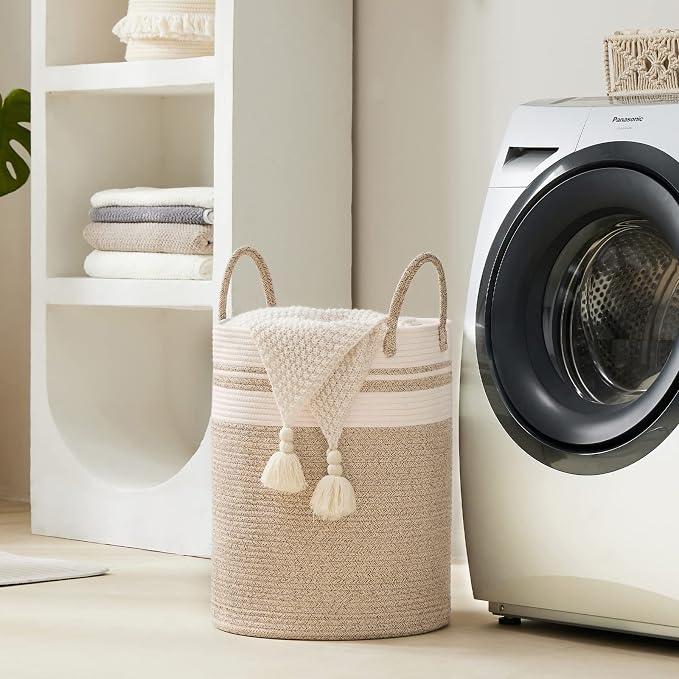 YOUDENOVA Woven Rope Laundry Hamper Basket, 72L Tall Luandry Basket, Baby - Image 5