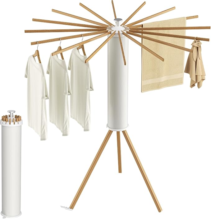 Tripod Clothes Drying Rack, Garment Rack Portable and Foldable Space Saving by SUNOUTLY