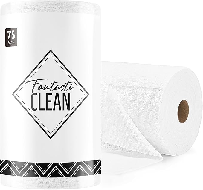 Fantasticlean Microfiber Cleaning Cloth Roll -75 Pack, Tear Away Microfiber by Fantasticlean