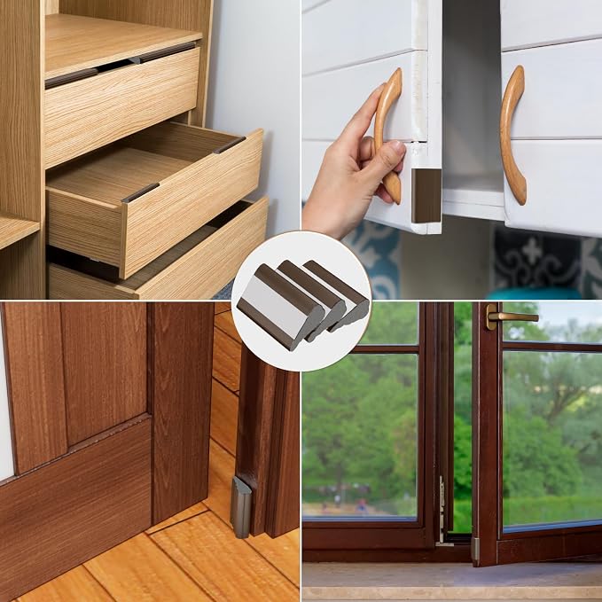 Wedge-Shape Window Weather Stripping Door Frame Seal Strip 3Pcs×196" Brown - Image 8