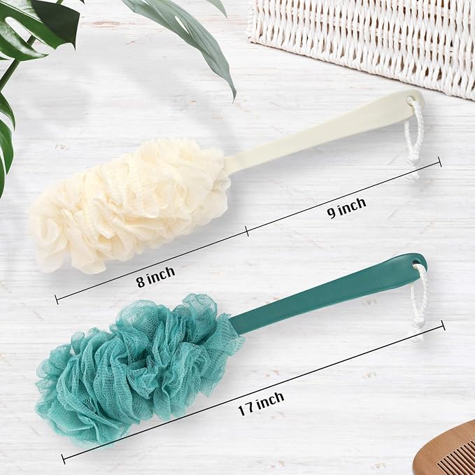 2Pack Back Scrubber for Shower，PIPUHA Loofah Sponge Shower Brush Using Body - Image 2