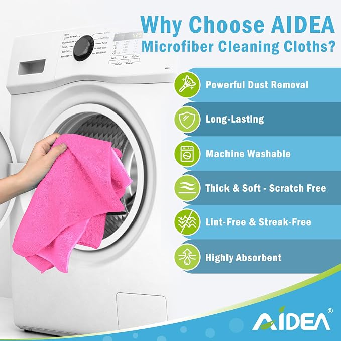 AIDEA Microfiber Cleaning Cloth-12PK, Soft Microfiber Towels - Image 3
