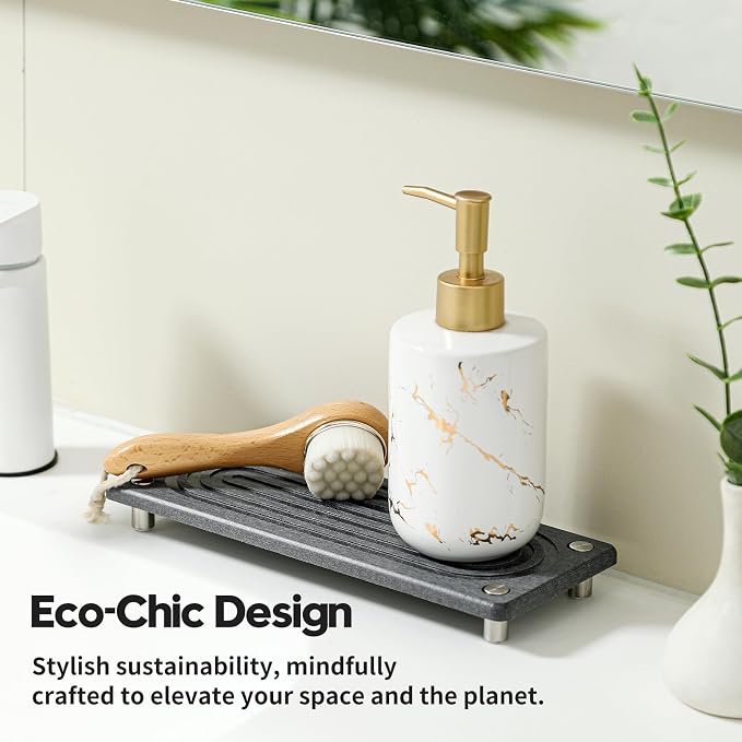 Water Absorbing Stone Sink Caddy Kitchen Sink Organizer Tray, Diatomite - Image 7