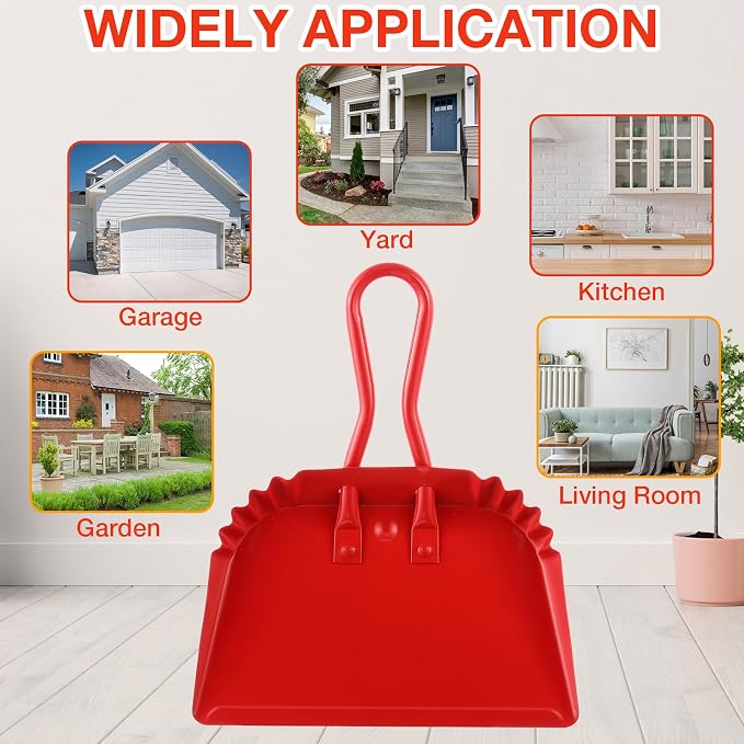Mumufy 4 Pack 12 inch Heavy Duty Metal Dustpan Large Wide Dust Pans - Image 6