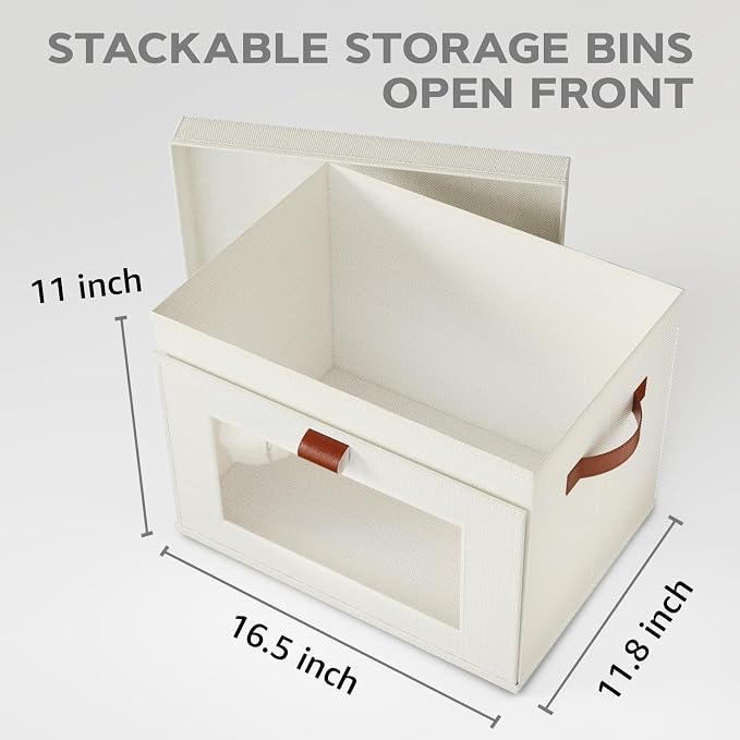 Large Storage Bins with Lids, Stackable&Collapsible Closet Storage Bins - Image 3