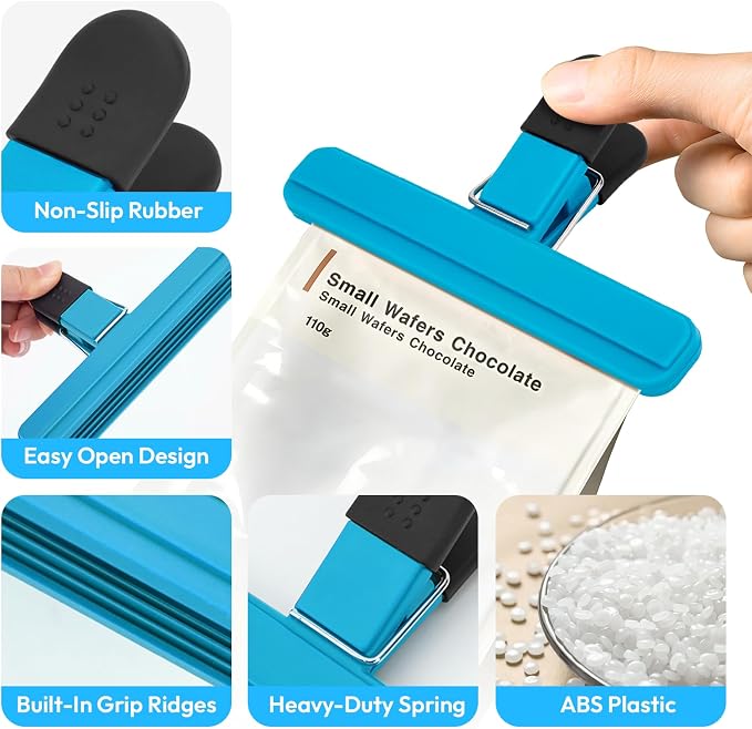 OWLKELA Chip Clip, 12 Pack Colors Wide Open Bag Clips - Image 3