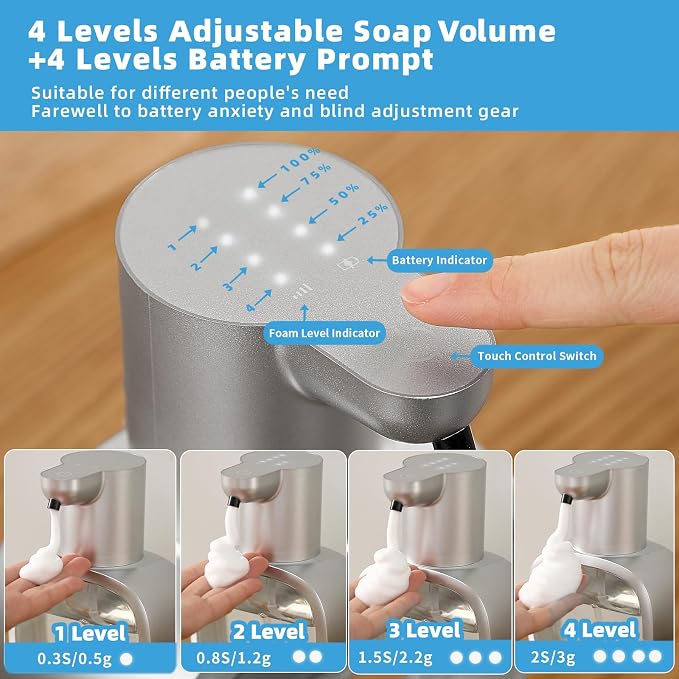 Automatic Foaming Soap Dispenser, 17oz/500ml Touchless Rechargeable - Image 4