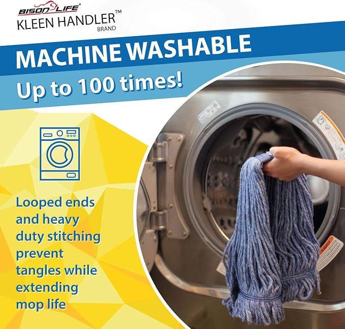 KLEEN HANDLER HEAVY DUTY Commercial Mop Head Replacement, Wet Industrial Cotton - Image 3