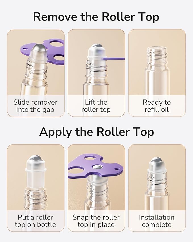 ULG 24-Pack Essential Oil Roller Bottles 10ml, Empty Bottles - Image 4