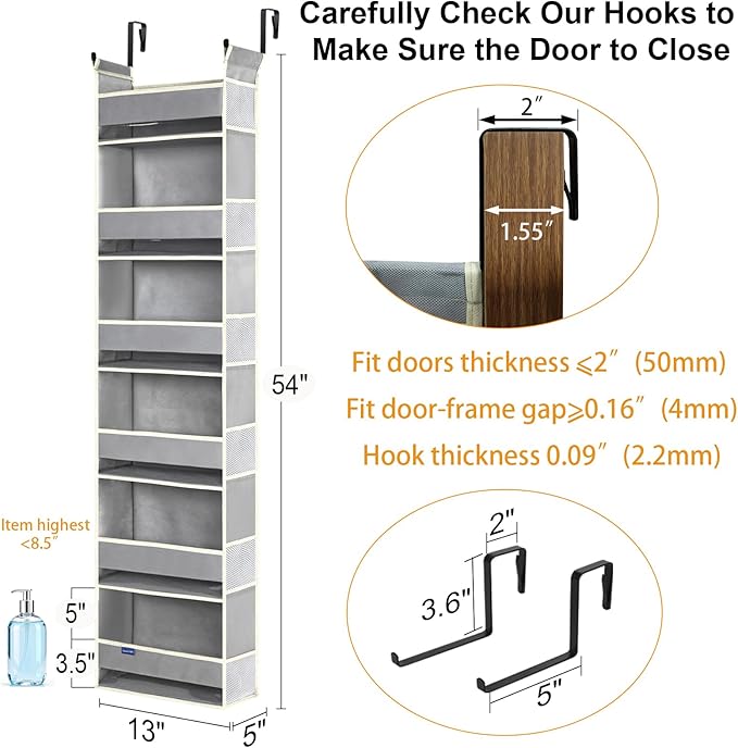 2 Pack Over The Door Hanging Organizer 6-Shelves and 12 Side Pockets, Over The - Image 2
