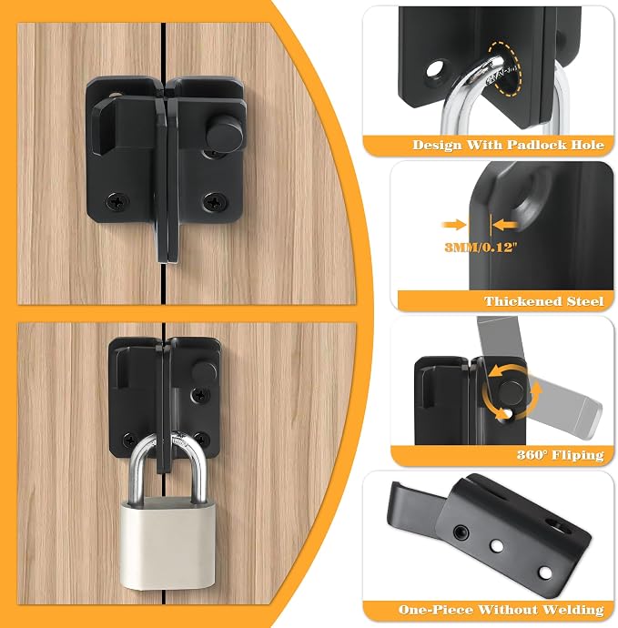 Alise Flip Latch Gate Latches Slide Bolt Latch Safety Door Lock Catch - Image 4