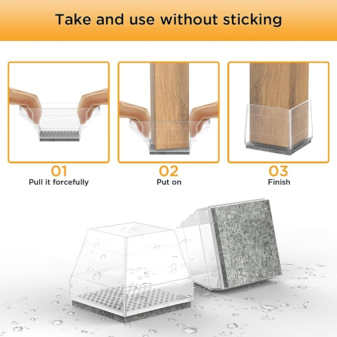 Square Chair Leg Protectors for Hardwood Floors - Image 4