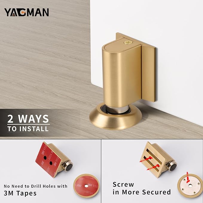 3 Pack Magnetic Door Stoppers Retractable Bottom of Door Holder No Drilling - Image 5