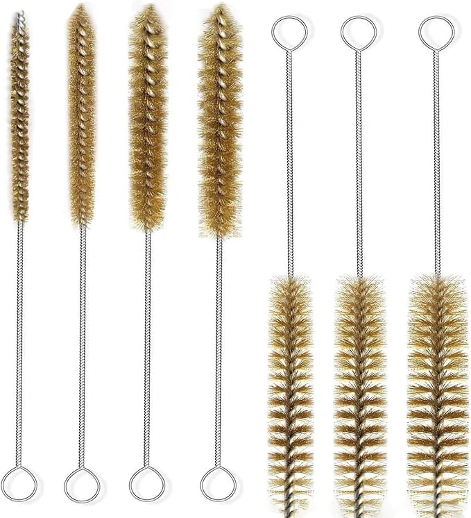 7pcs Brass Wire Tube Brushes Bottle Brush Set, 11Inch Long Wire Brushes by IASINN