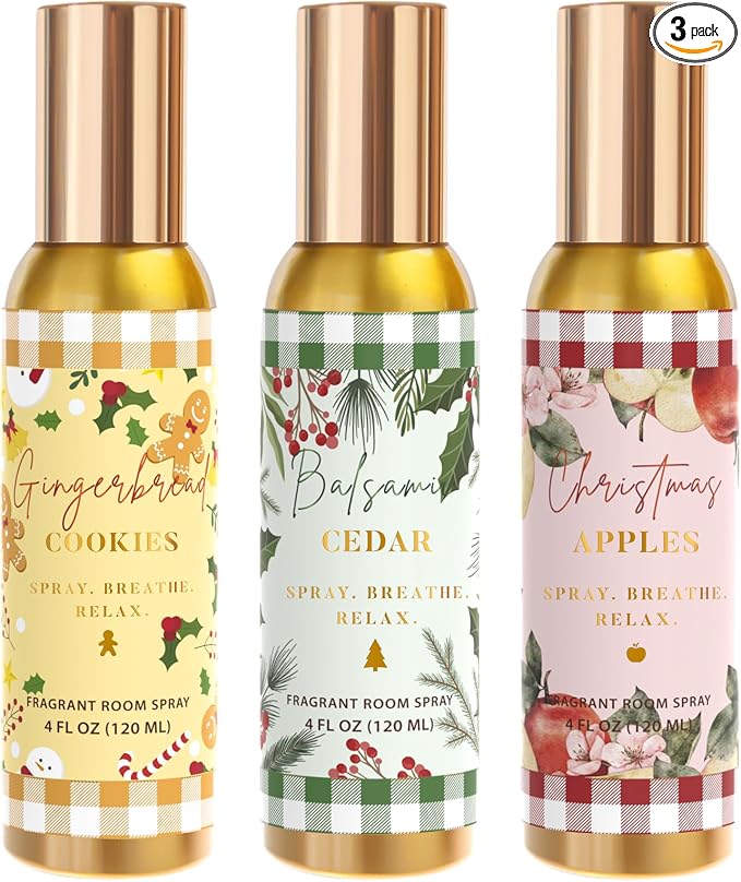Room Spray, Balsamic Cedar, Gingerbread Cookies, 3 Pack, Each 4 fl oz, by CLESH