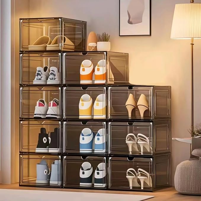 9 Pack Thicken Shoe Organizer Stackable Upgraded Sturdy Transparent Shoe - Image 3