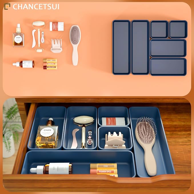 Drawer Organizers, Storage Plastic Desk Bins Stackable Organizers Tray - Image 3