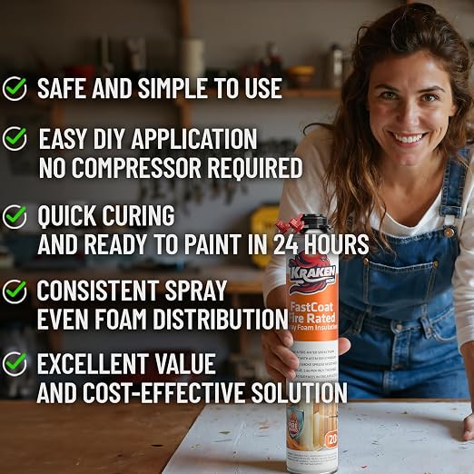Kraken Bond Fastcoat Fire Rated Spray Foam Insulation Closed Cell in a Can 360 - Image 7
