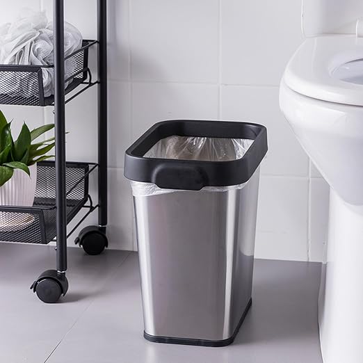 3 Pack Stainless Steel Trash Can 3 Gallon, Open Top Trash Can, Rectangle - Image 6