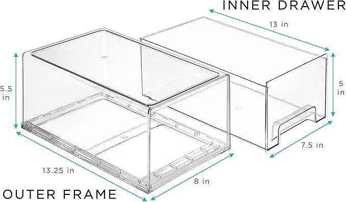 Sorbus Large Clear Storage Drawers – Stackable Pull-Out Storage Bins - Image 4