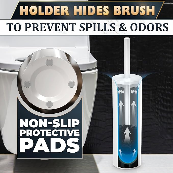 Stainless Steel Toilet Brush and Holder Set White - Image 5