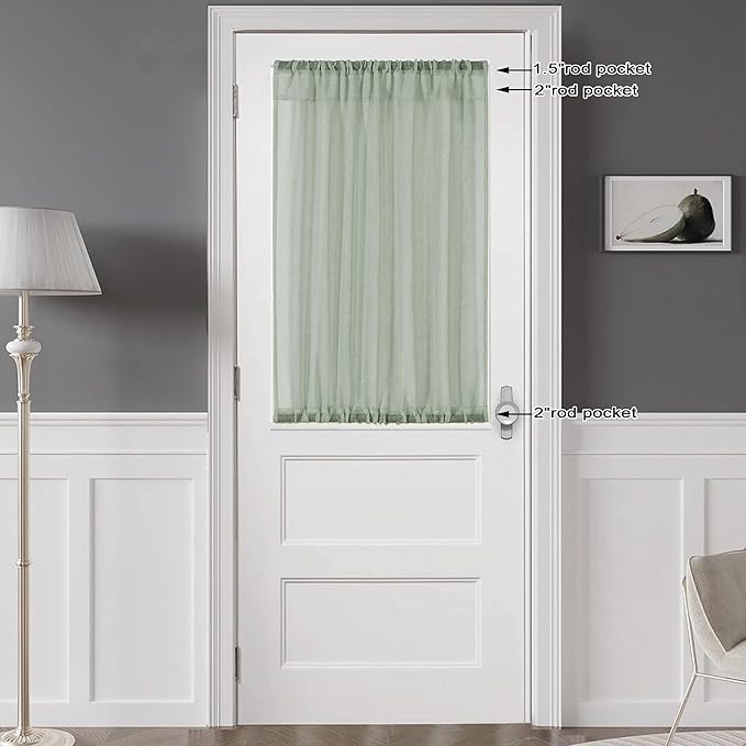 Chyhomenyc Sage Green Sheer Curtains 36 Inch Length, Short Voile Sheer Window - Image 3