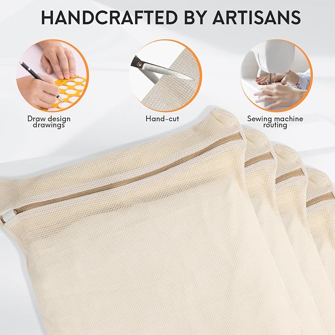 4-Piece Large Durable Organic Cotton Mesh Laundry Bags - Image 3