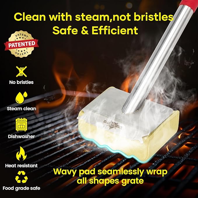 Grill Brush Bristle Free, Aramid Fiber Wavy Pad Seamless-Fit Cast - Image 2