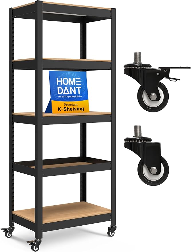 HOMEDANT House 5-Tier Metal Rolling Cart Shelf Rack Casters Heavy Duty by TheBestOrganizingSolution