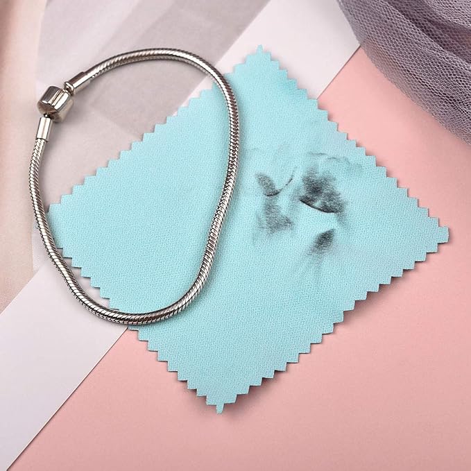 SEVENWELL 50pcs Jewelry Cleaning Cloth Mediumturquoise Polishing Cloth - Image 5