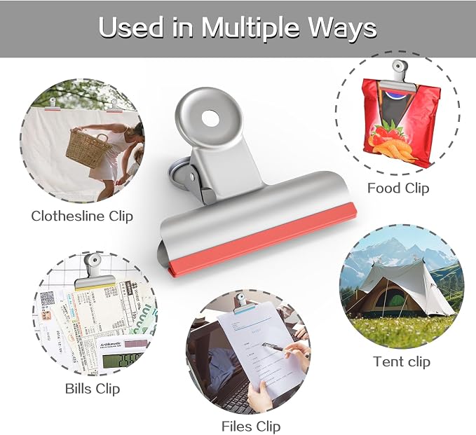 HOUSE AGAIN 12 Pack Stainless Steel Chip Bag Clips Covered - Image 5