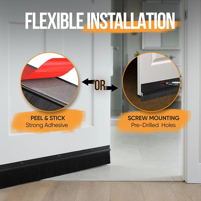 Premium 2 Pack Door Sweep for Bottom – Metal Gap Filler Draft Blocker, Weather - Image 6