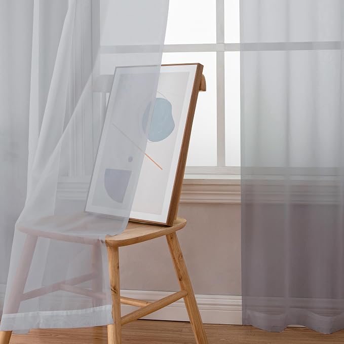Chyhomenyc Light Grey Sheer Curtains 72 Inch Length 2 Panels, Light Filtering - Image 5
