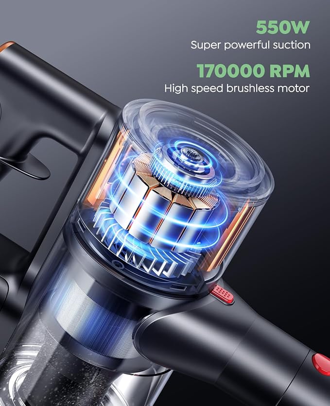 Cordless Vacuum Cleaner, 45Kpa 550W 60Mins Vacuum Cleaners - Image 3