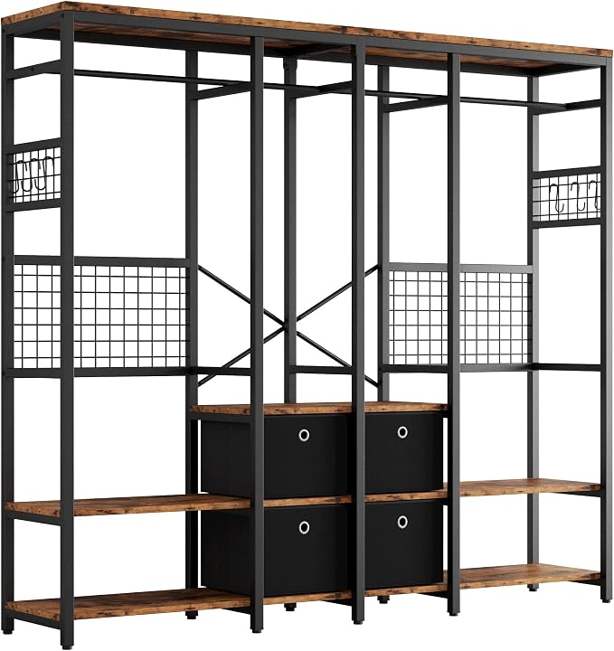 IRONCK Garment Racks with Shelves 4 Drawers and 8 Hooks Heavy Duty Closet by IRONCK
