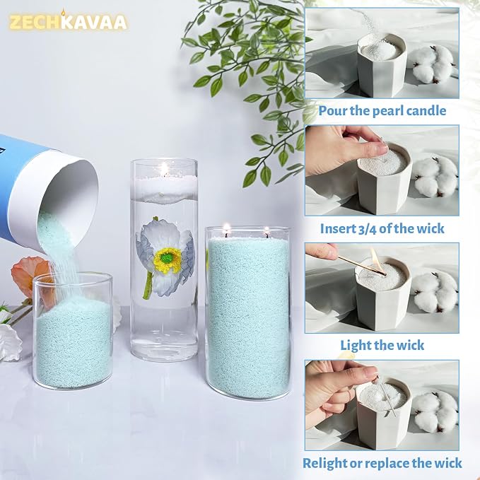 Sea Salt Scented Sky Blue Pearled Candle 18oz Luxury Sand Candle Granulated Wax - Image 5