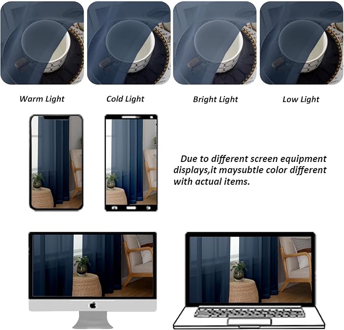 Chyhomenyc Sheer Window Curtains Tier 2 Pieces Set, 36 inch Length, Short - Image 7