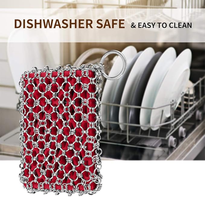 Herda 316L Cast Iron Scrubber Cleaner, Large Cast Iron Chain Mail Scrubber - Image 6