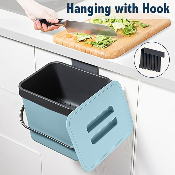 Compost Bin Kitchen, LALASTAR 7L Wall-Mounted Under Sink Small Garbage Can - Image 4
