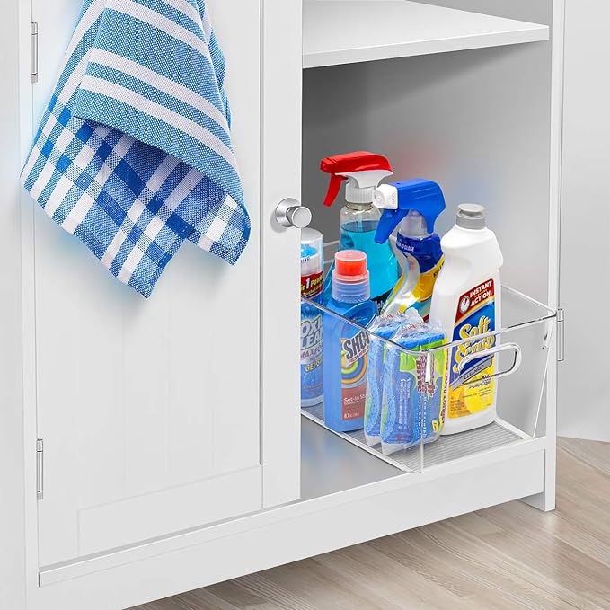 Sorbus 2 Pack Medium Clear Plastic Storage Bins, Refrigerator, Under Sink - Image 2