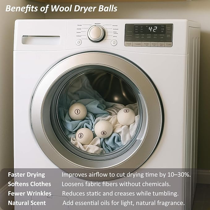 Sheep Wool Dryer Balls 4 Pack XL Premium Natural Fabric Softener, Reusable - Image 3