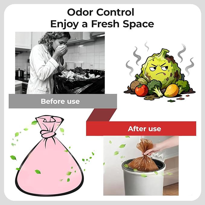 Odor Sealing Small Trash Bags Home & Food Use S-220 Count Disposable Bags - Image 3