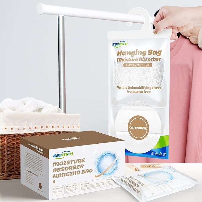 ZSZMFH 8 Pack Moisture Absorber Hanging Bags, Fragrance Free Humidity Packs - Image 6