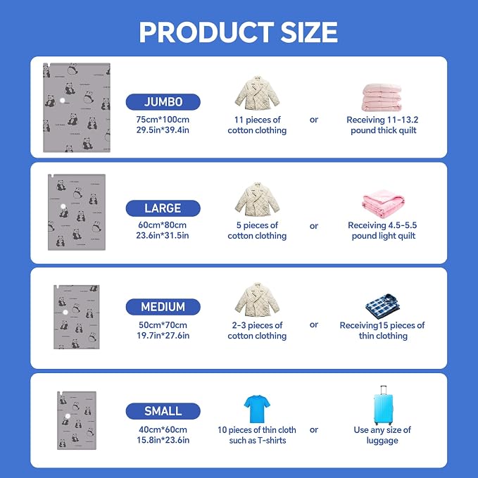 5 Jumbo + 5 Large Tear-Proof Vacuum Storage Bags - Image 6