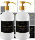16oz Glass Soap Dispenser with Stainless Steel Pump, 21 Waterproof Labels by Verute