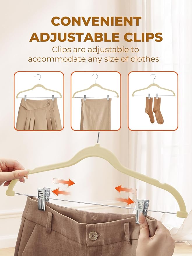 HOUSE DAY Velvet Skirt Hangers 12 Pack, Space Saving Slim Shorts Hanger - Image 5